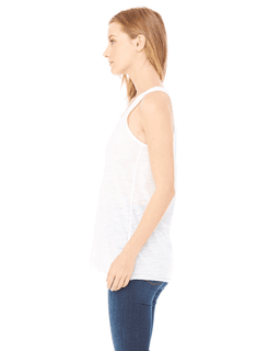 Sample of Ladies' Flowy Racerback Tank in WHITE SLUB from side sleeveright