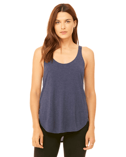 Sample of Bella B8802 - Ladies' Flowy Side Slit Tank in HEATHER NAVY from side front