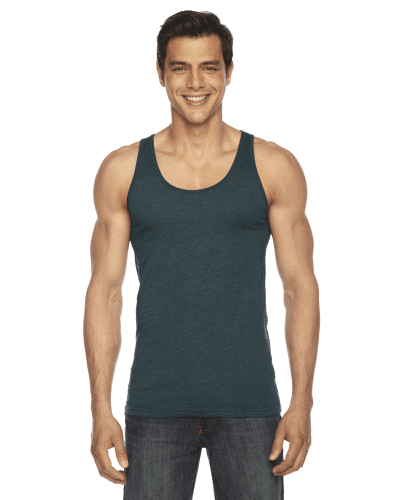 Sample of American Apparel BB408 Unisex Poly-Cotton Tank in BLACK AQUA style