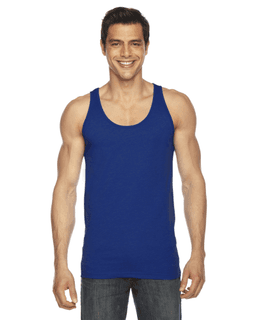 Sample of American Apparel BB408 Unisex Poly-Cotton Tank in LAPIS from side front