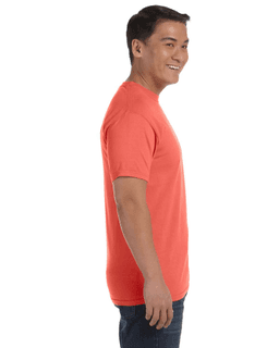 Sample of Comfort Colors C1717 - Adult Heavyweight RS T-Shirt in BRIGHT SALMON from side sleeveleft