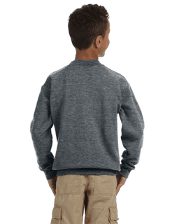 Sample of Gildan G180B - Youth Heavy Blend  8 oz., 50/50 Fleece Crew in DARK HEATHER from side back