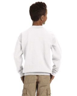 Sample of Gildan G180B - Youth Heavy Blend  8 oz., 50/50 Fleece Crew in WHITE from side back