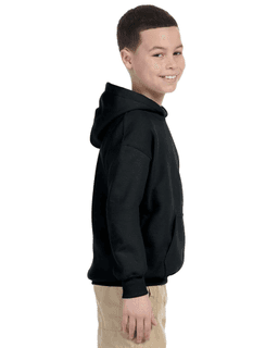 Sample of Gildan G185B - Youth 8 oz., 50/50 Hoodie in BLACK from side sleeveleft