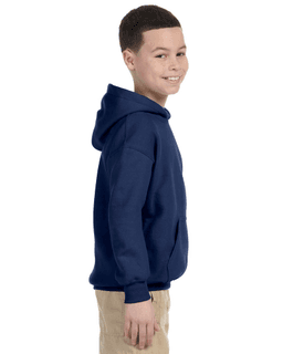 Sample of Gildan G185B - Youth 8 oz., 50/50 Hoodie in NAVY from side sleeveleft