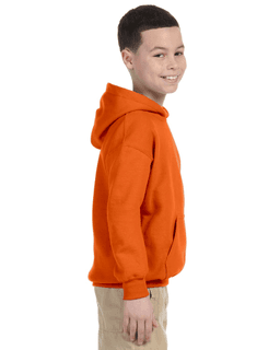 Sample of Gildan G185B - Youth 8 oz., 50/50 Hoodie in ORANGE from side sleeveleft