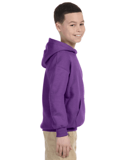 Sample of Gildan G185B - Youth 8 oz., 50/50 Hoodie in PURPLE from side sleeveleft