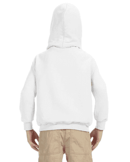 Sample of Gildan G185B - Youth 8 oz., 50/50 Hoodie in WHITE from side back