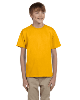 Sample of Gildan 2000B - Youth Ultra Cotton 6 oz. T-Shirt in GOLD from side front