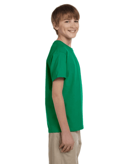 Sample of Gildan 2000B - Youth Ultra Cotton 6 oz. T-Shirt in KELLY GREEN from side sleeveleft