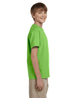 Sample of Gildan 2000B - Youth Ultra Cotton 6 oz. T-Shirt in LIME from side sleeveleft