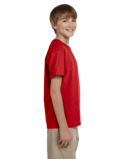 Sample of Gildan 2000B - Youth Ultra Cotton 6 oz. T-Shirt in RED from side sleeveleft