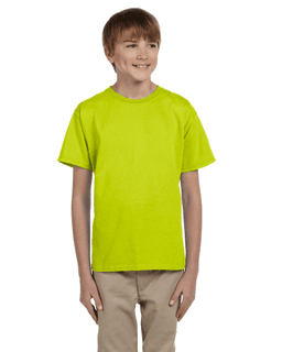 Sample of Gildan 2000B - Youth Ultra Cotton 6 oz. T-Shirt in SAFETY GREEN from side front