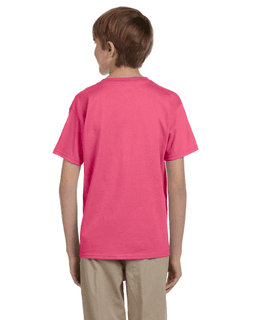 Sample of Gildan 2000B - Youth Ultra Cotton 6 oz. T-Shirt in SAFETY PINK from side back