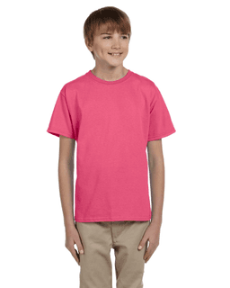 Sample of Gildan 2000B - Youth Ultra Cotton 6 oz. T-Shirt in SAFETY PINK from side front