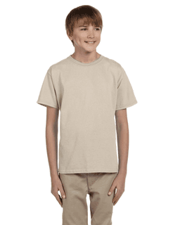 Sample of Gildan 2000B - Youth Ultra Cotton 6 oz. T-Shirt in SAND from side front