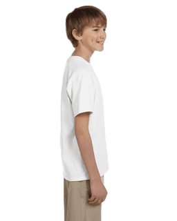 Sample of Gildan 2000B - Youth Ultra Cotton 6 oz. T-Shirt in WHITE from side sleeveleft