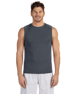 Sample of Gildan G427 - Performance 4.5 oz. Sleeveless T-Shirt in CHARCOAL from side front