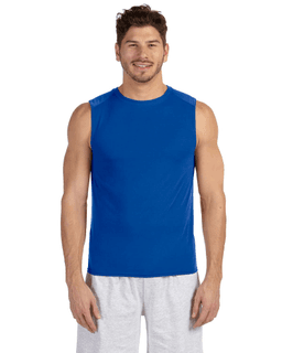 Sample of Gildan G427 - Performance 4.5 oz. Sleeveless T-Shirt in ROYAL from side front