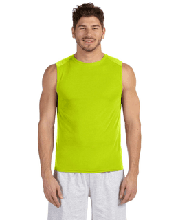 Sample of Gildan G427 - Performance 4.5 oz. Sleeveless T-Shirt in SAFETY GREEN from side front