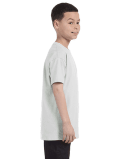 Sample of Gildan G500B - Youth 5.3 oz. T-Shirt in ASH GREY from side sleeveleft