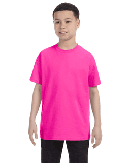 Sample of Gildan G500B - Youth 5.3 oz. T-Shirt in AZALEA from side front