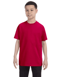 Sample of Gildan G500B - Youth 5.3 oz. T-Shirt in GARNET from side front