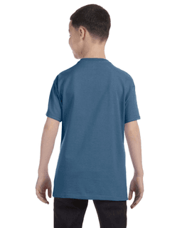 Sample of Gildan G500B - Youth 5.3 oz. T-Shirt in INDIGO BLUE from side back