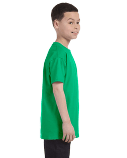 Sample of Gildan G500B - Youth 5.3 oz. T-Shirt in IRISH GREEN from side sleeveleft