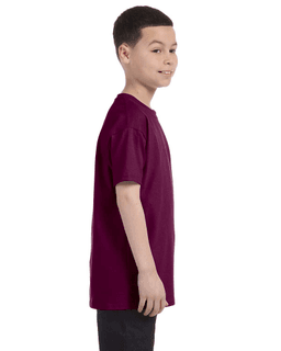 Sample of Gildan G500B - Youth 5.3 oz. T-Shirt in MAROON from side sleeveleft