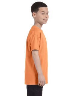 Sample of Gildan G500B - Youth 5.3 oz. T-Shirt in OLD GOLD from side sleeveleft