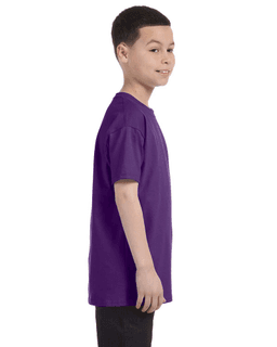 Sample of Gildan G500B - Youth 5.3 oz. T-Shirt in PURPLE from side sleeveleft