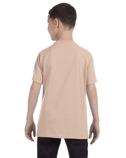 Sample of Gildan G500B - Youth 5.3 oz. T-Shirt in SAND from side back