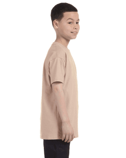 Sample of Gildan G500B - Youth 5.3 oz. T-Shirt in SAND from side sleeveleft