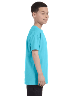 Sample of Gildan G500B - Youth 5.3 oz. T-Shirt in SKY from side sleeveleft