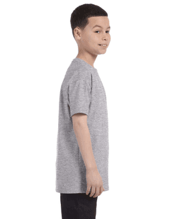 Sample of Gildan G500B - Youth 5.3 oz. T-Shirt in SPORT GREY from side sleeveleft