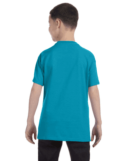 Sample of Gildan G500B - Youth 5.3 oz. T-Shirt in TROPICAL BLUE from side back