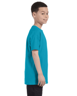 Sample of Gildan G500B - Youth 5.3 oz. T-Shirt in TROPICAL BLUE from side sleeveleft