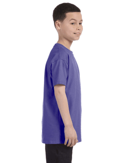 Sample of Gildan G500B - Youth 5.3 oz. T-Shirt in VIOLET from side sleeveleft