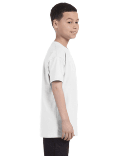 Sample of Gildan G500B - Youth 5.3 oz. T-Shirt in WHITE from side sleeveleft