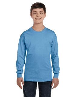 Sample of G540B - Youth 5.3 oz. Long-Sleeve T-Shirt in CAROLINA BLUE from side front