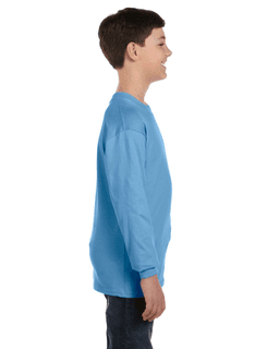 Sample of G540B - Youth 5.3 oz. Long-Sleeve T-Shirt in CAROLINA BLUE from side sleeveleft