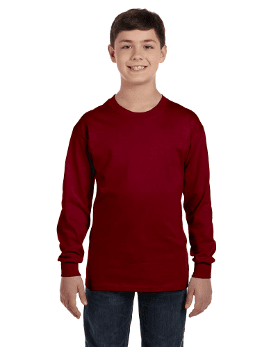 Sample of G540B - Youth 5.3 oz. Long-Sleeve T-Shirt in GARNET style