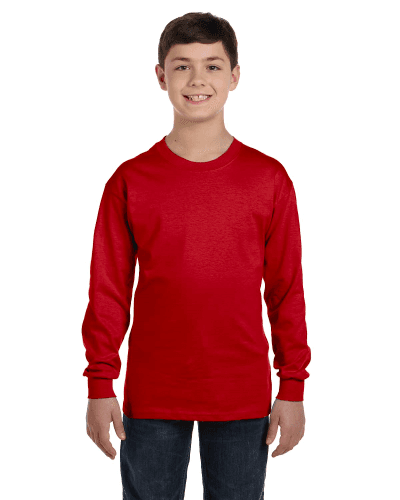 Sample of G540B - Youth 5.3 oz. Long-Sleeve T-Shirt in RED style