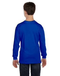 Sample of G540B - Youth 5.3 oz. Long-Sleeve T-Shirt in ROYAL from side back