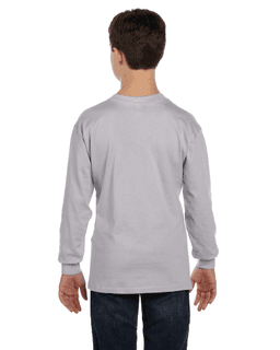 Sample of G540B - Youth 5.3 oz. Long-Sleeve T-Shirt in SPORT GREY from side back