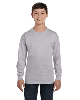 Sample of G540B - Youth 5.3 oz. Long-Sleeve T-Shirt in SPORT GREY from side front