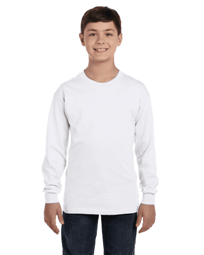 Sample of G540B - Youth 5.3 oz. Long-Sleeve T-Shirt in WHITE style