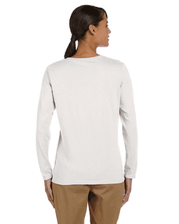 Sample of Gildan G540L - Ladies' 5.3 oz. Long-Sleeve T-Shirt in ASH GREY from side back