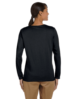 Sample of Gildan G540L - Ladies' 5.3 oz. Long-Sleeve T-Shirt in BLACK from side back